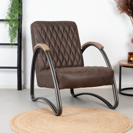 Industrial armchair Ivy Brown leather Industrial armchair Ivy Brown leather