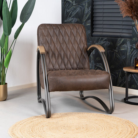 Industrial armchair Ivy Brown leather Industrial armchair Ivy Brown leather