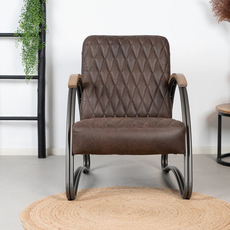 Industrial armchair Ivy Brown leather Industrial armchair Ivy Brown leather
