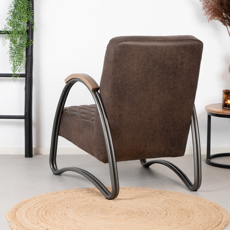 Industrial armchair Ivy Brown leather Industrial armchair Ivy Brown leather