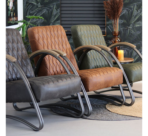 Industrial armchair Ivy Brown leather Industrial armchair Ivy Brown leather