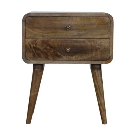 Bedside table Roundy Grey solid wood Bedside table Roundy Grey solid wood