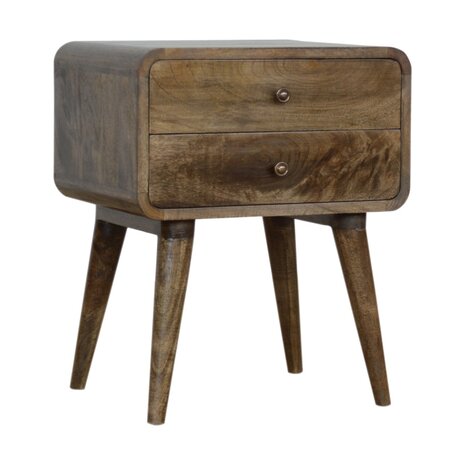 Bedside table Roundy Grey solid wood Bedside table Roundy Grey solid wood