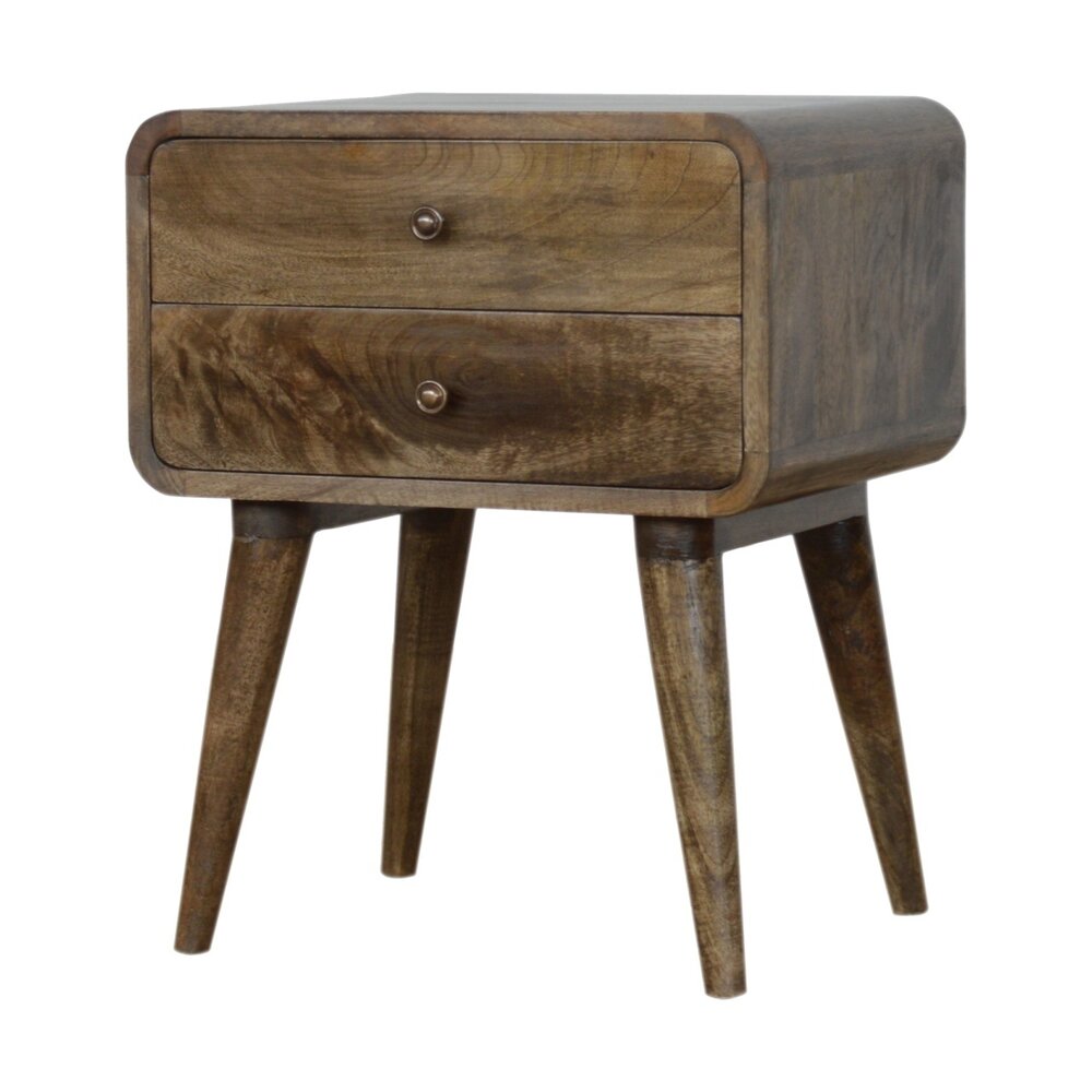 Bedside table Roundy Grey solid wood Bedside table Roundy Grey solid wood