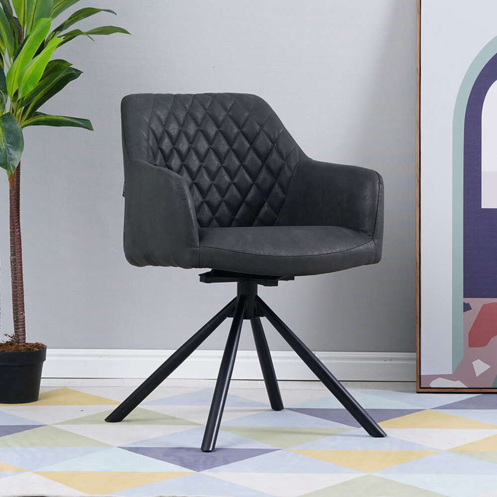 Bronx71 Industrial dining room chair Dex Black eco-leather Bronx71 Industrial dining room chair Dex Black eco-leather