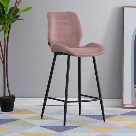 Velvet bar stool Toby Pink Velvet bar stool Toby Pink