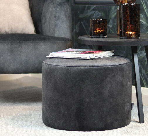 Velvet Poof Anna Anthracite Velvet Poof Anna Anthracite