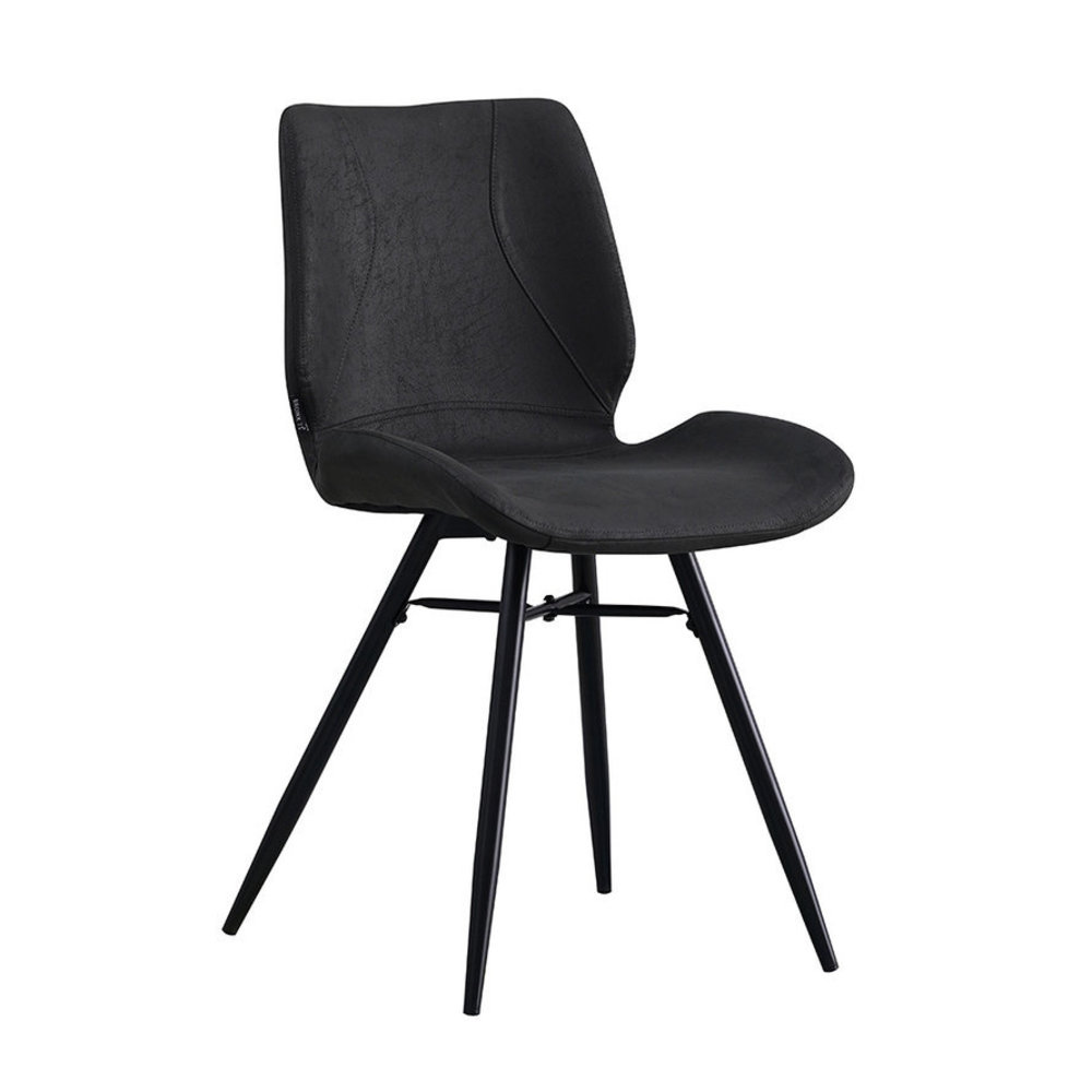 Bronx71 Industrial Dining Chair Barrel Black Leather