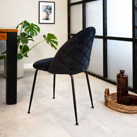 Dining Chair Evie Velvet Black Dining Chair Evie Velvet Black