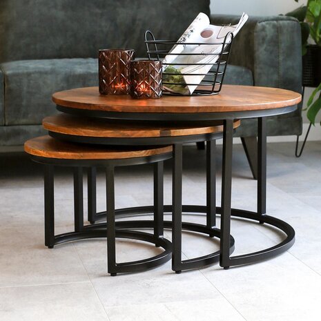 Industrial Coffee Table Cedric Set of 3 Industrial Coffee Table Cedric Set of 3