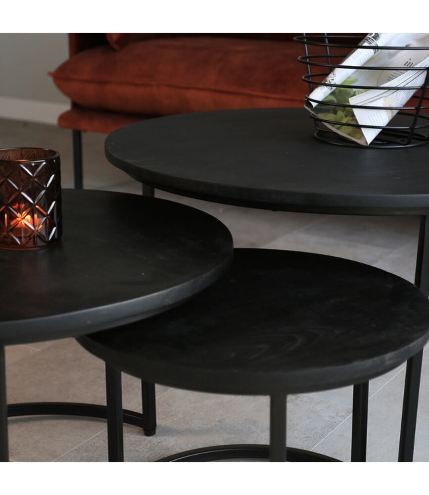 Industrial Coffee Table Set of 3 Cedric Black Industrial Coffee Table Set of 3 Cedric Black
