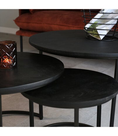 Industrial Coffee Table Set of 3 Cedric Black Industrial Coffee Table Set of 3 Cedric Black