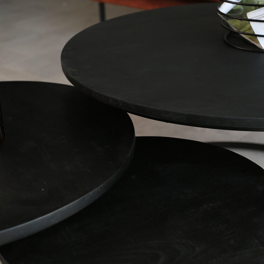 Industrial Coffee Table Set of 3 Cedric Black Industrial Coffee Table Set of 3 Cedric Black