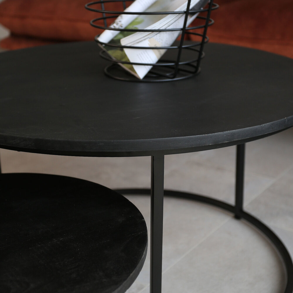 Industrial Coffee Table Set of 3 Cedric Black Industrial Coffee Table Set of 3 Cedric Black