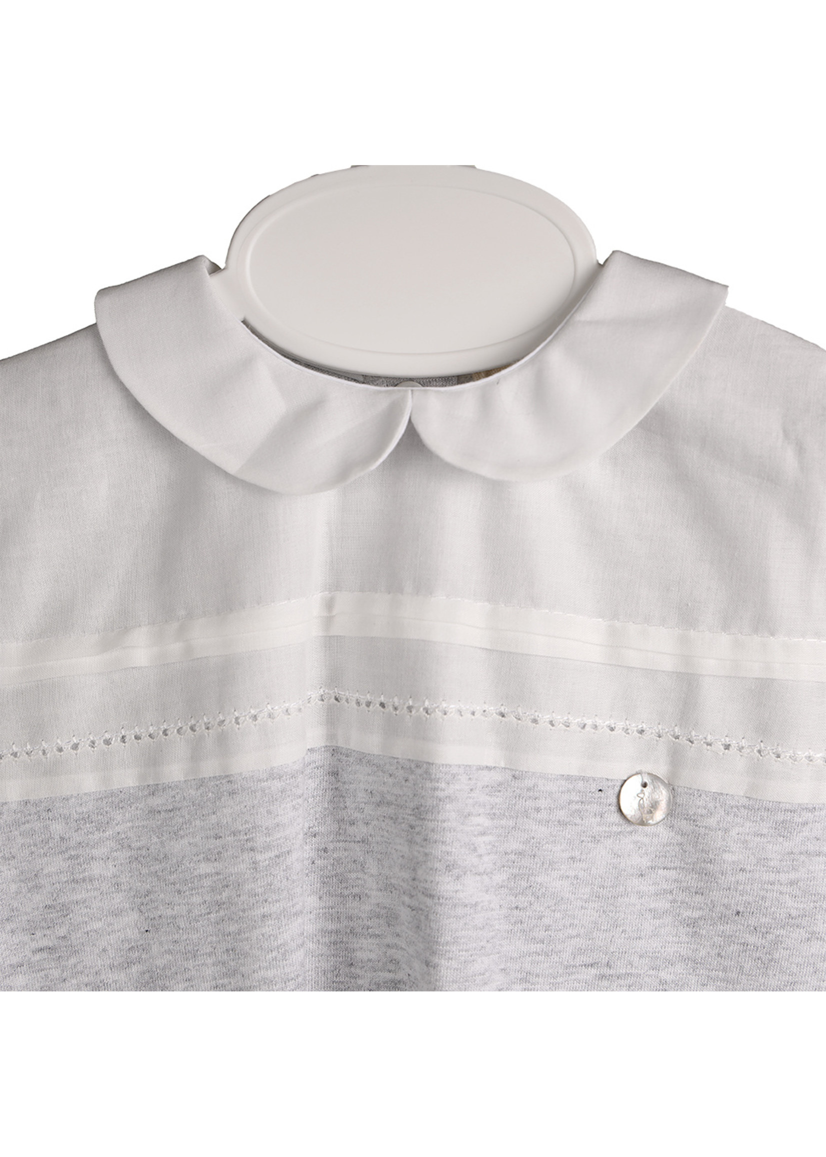 baby gi cotton babygrow grey- white detail