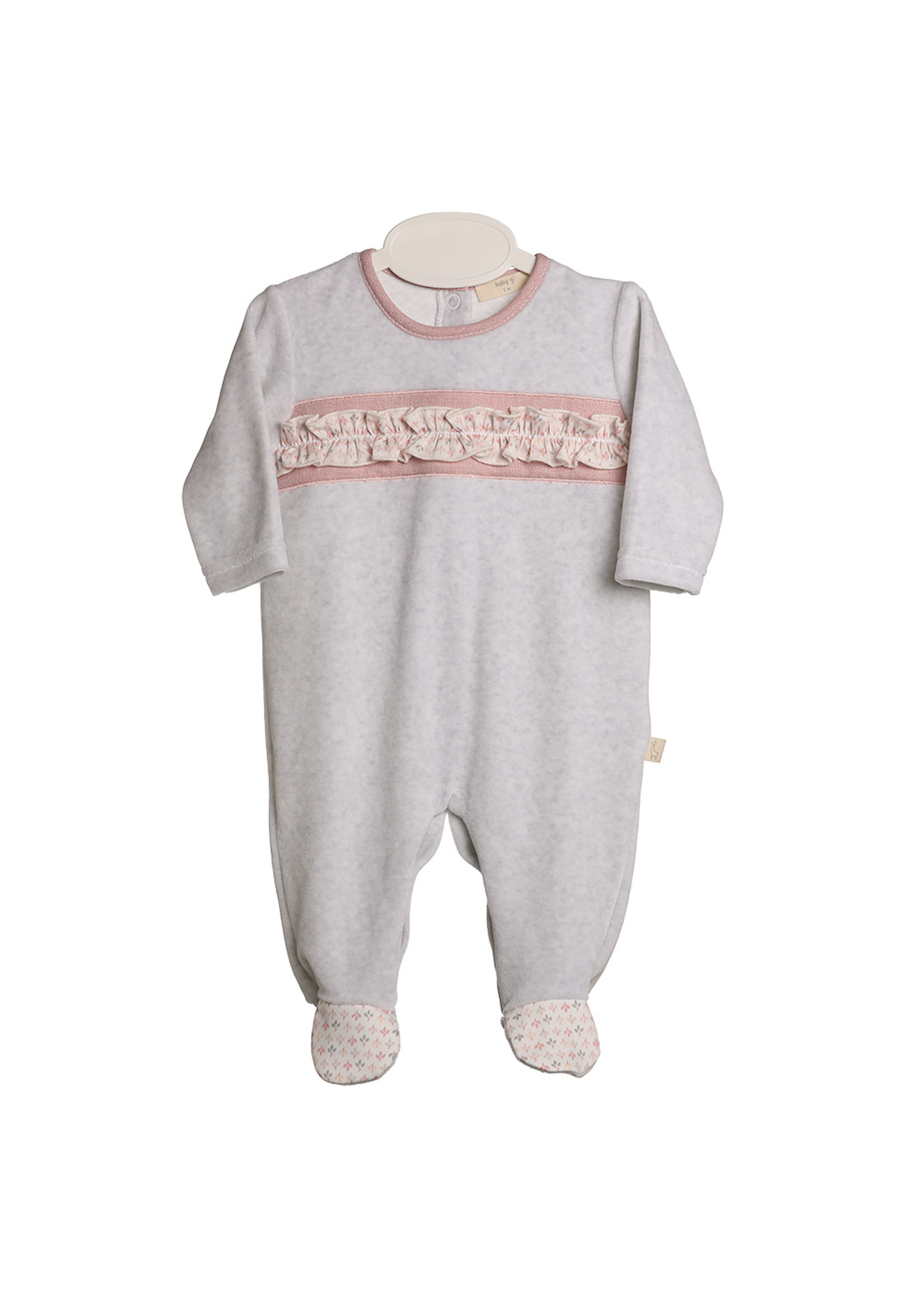 baby gi velour babygrow with frilly chest detail - emily