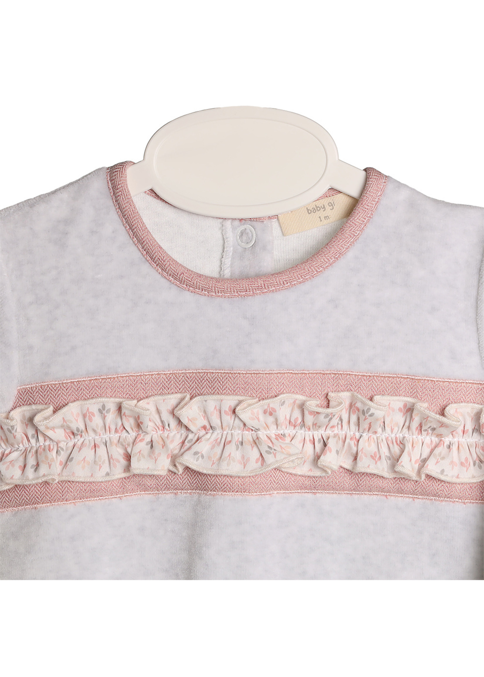 baby gi velour babygrow with frilly chest detail - emily