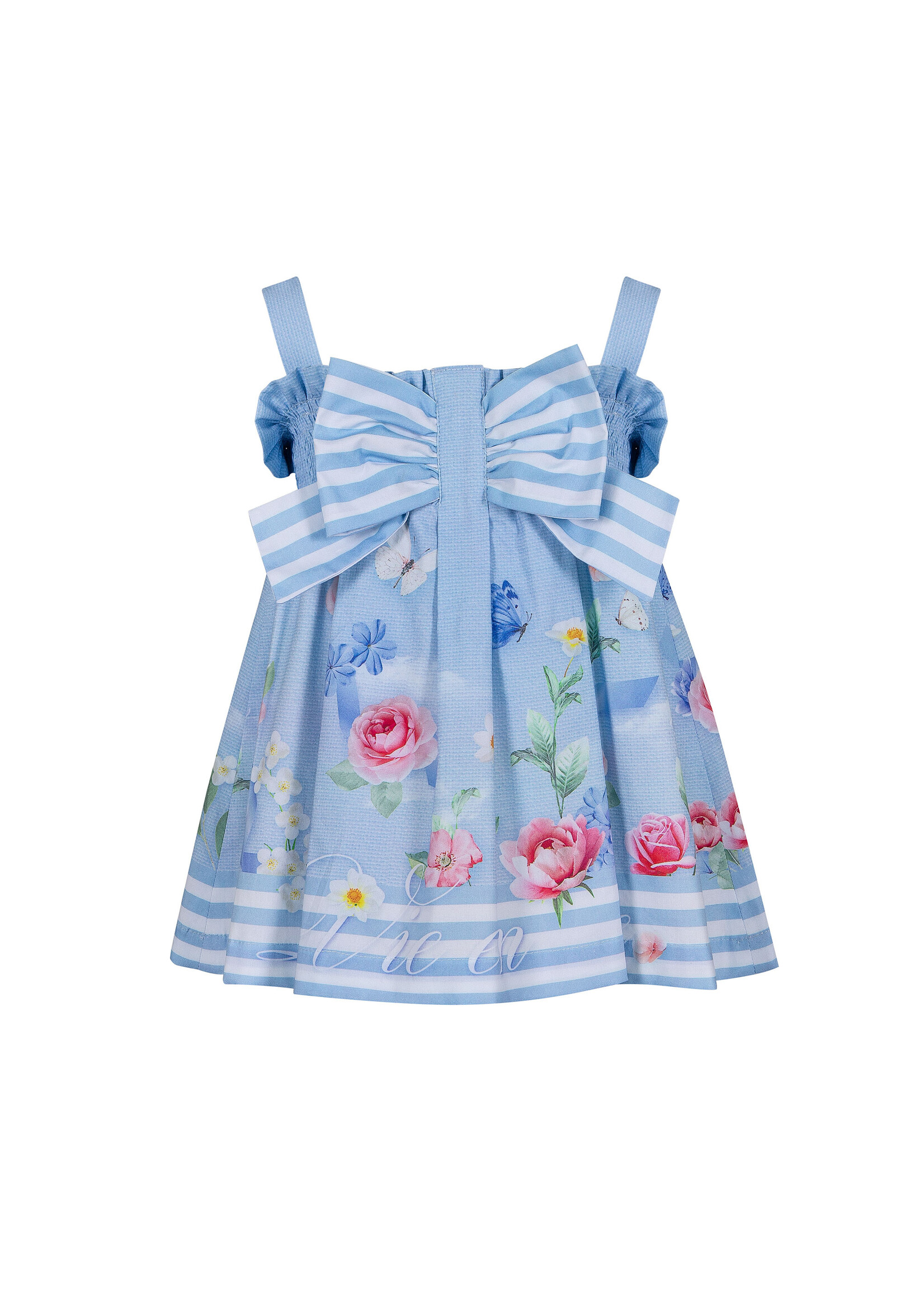 lapin house jurk mouwloos bloemen grote strik blauw