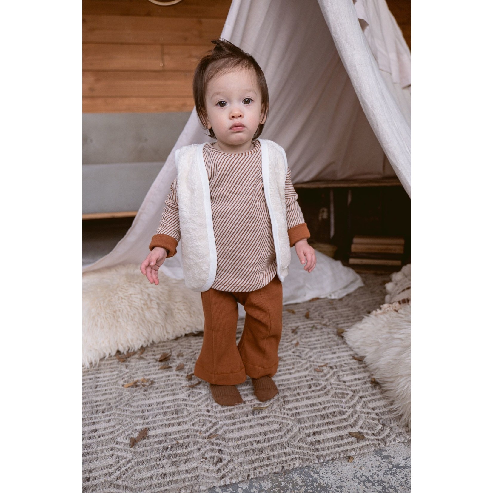 La Belle Baby Meisjes Flared Pants Derby Rib Toffee - La Belle Baby