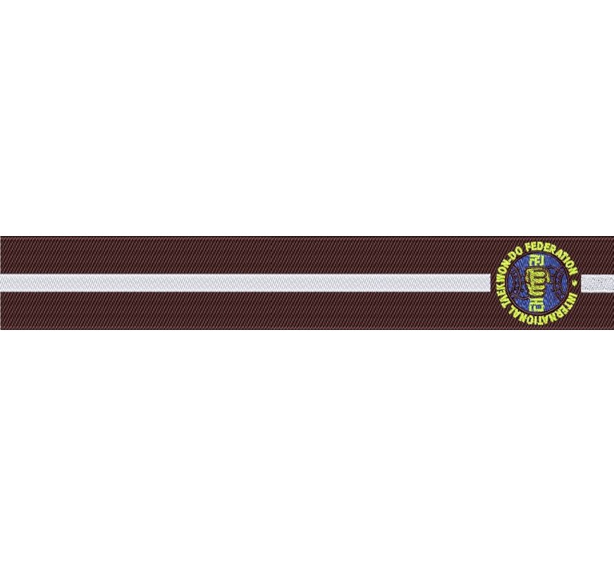 Zwarte Junior ITF Taekwon-Do band borduren met naam en/of logo