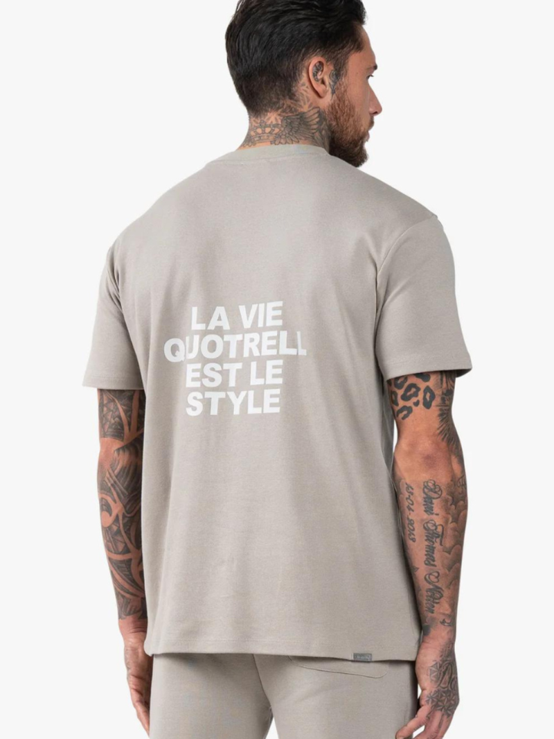 Quotrell Quotrell La Vie T-Shirt Concrete/Cem