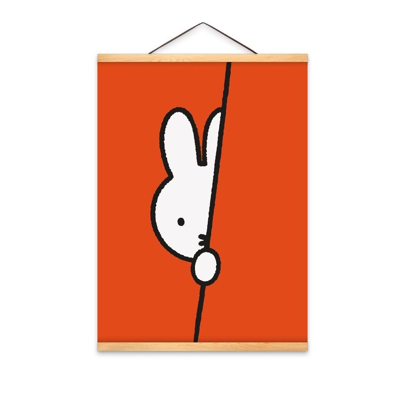 Poster A2 miffy peek a boo red with poster holders