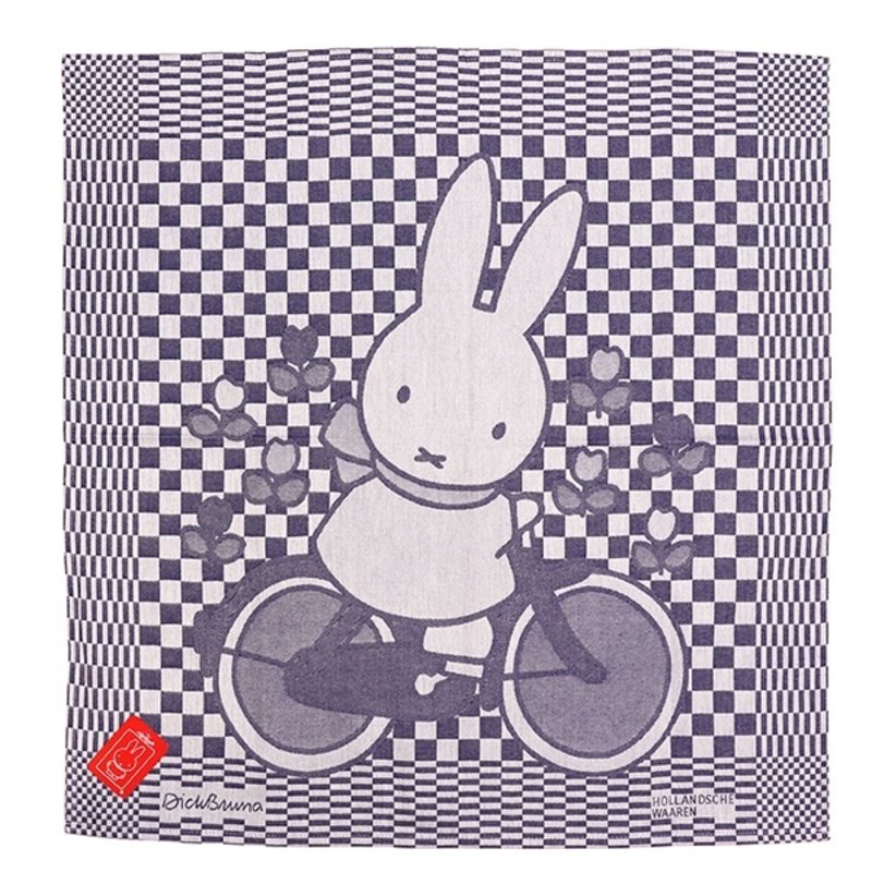 Tea towel miffy on the bike