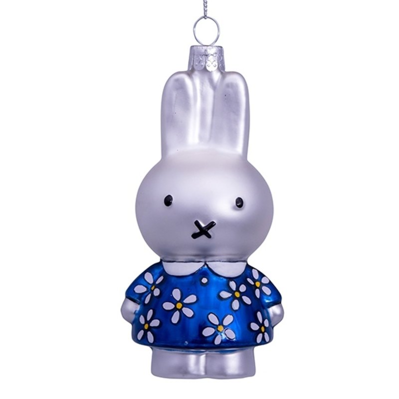 Ornament glass nijntje blue flower dress H11cm