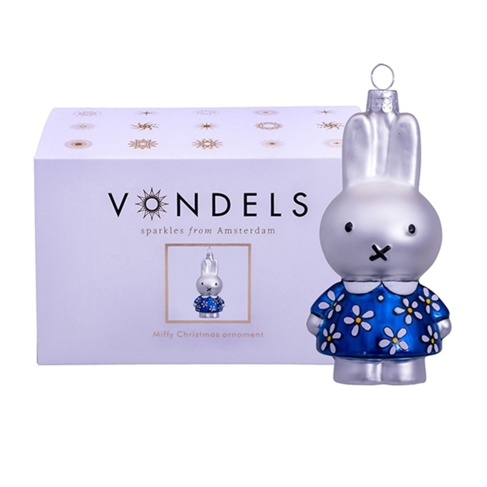 Ornament glass nijntje blue flower dress H11cm