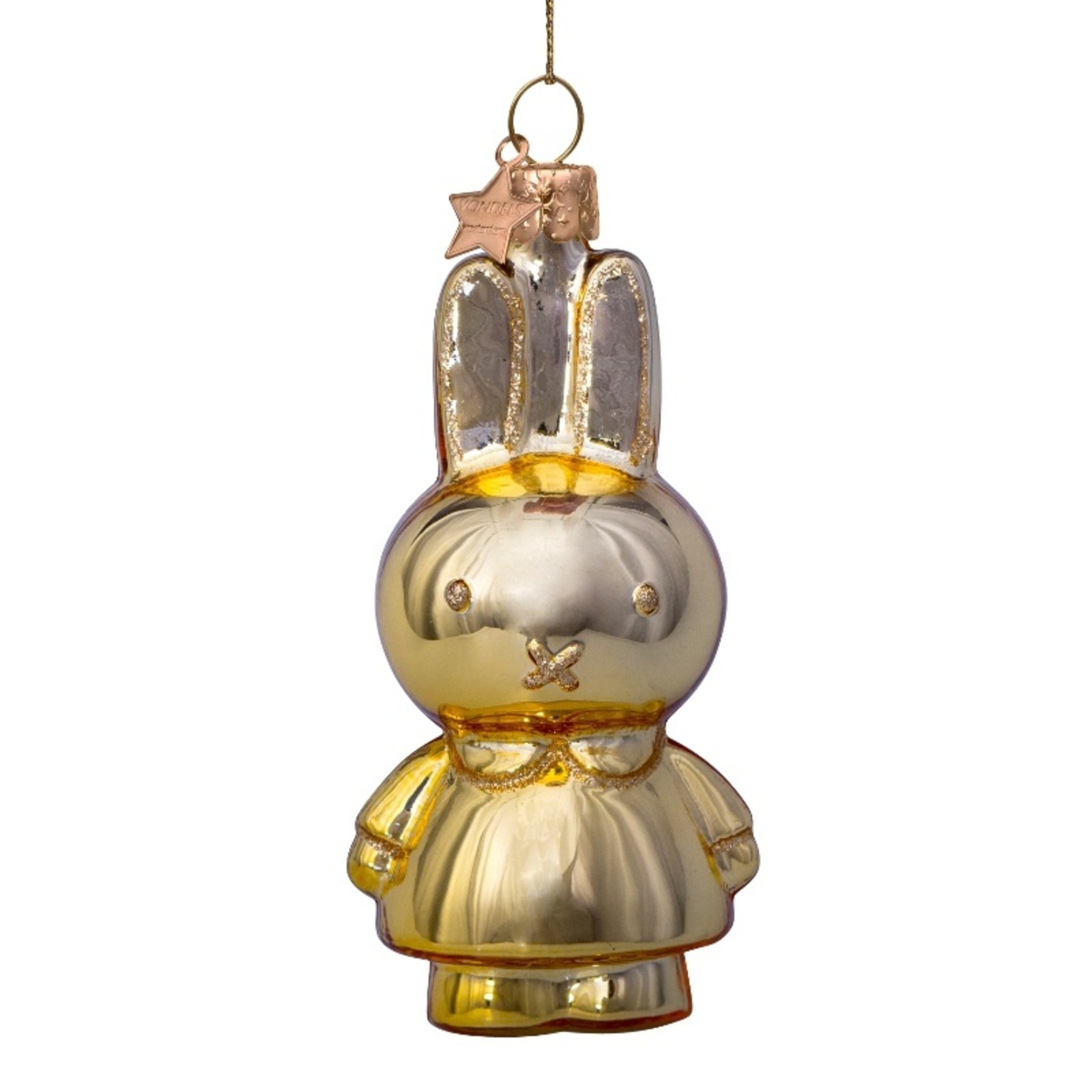 Ornament glass miffy allover shiny gold 11cm - 4"