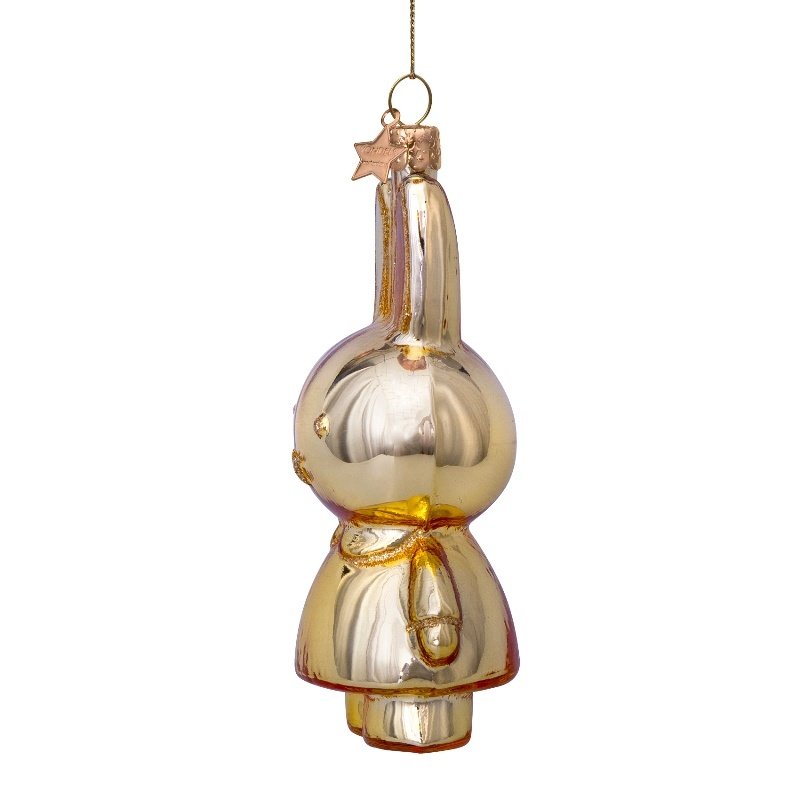 Ornament glass miffy allover shiny gold 11cm - 4"