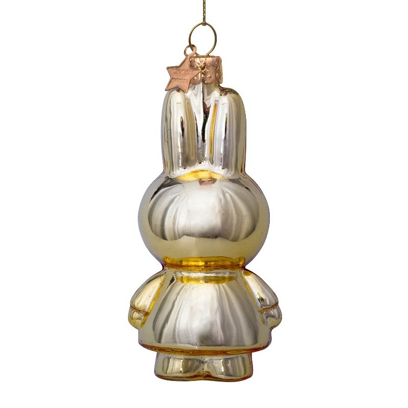 Ornament glass nijntje allover shiny gold H11cm