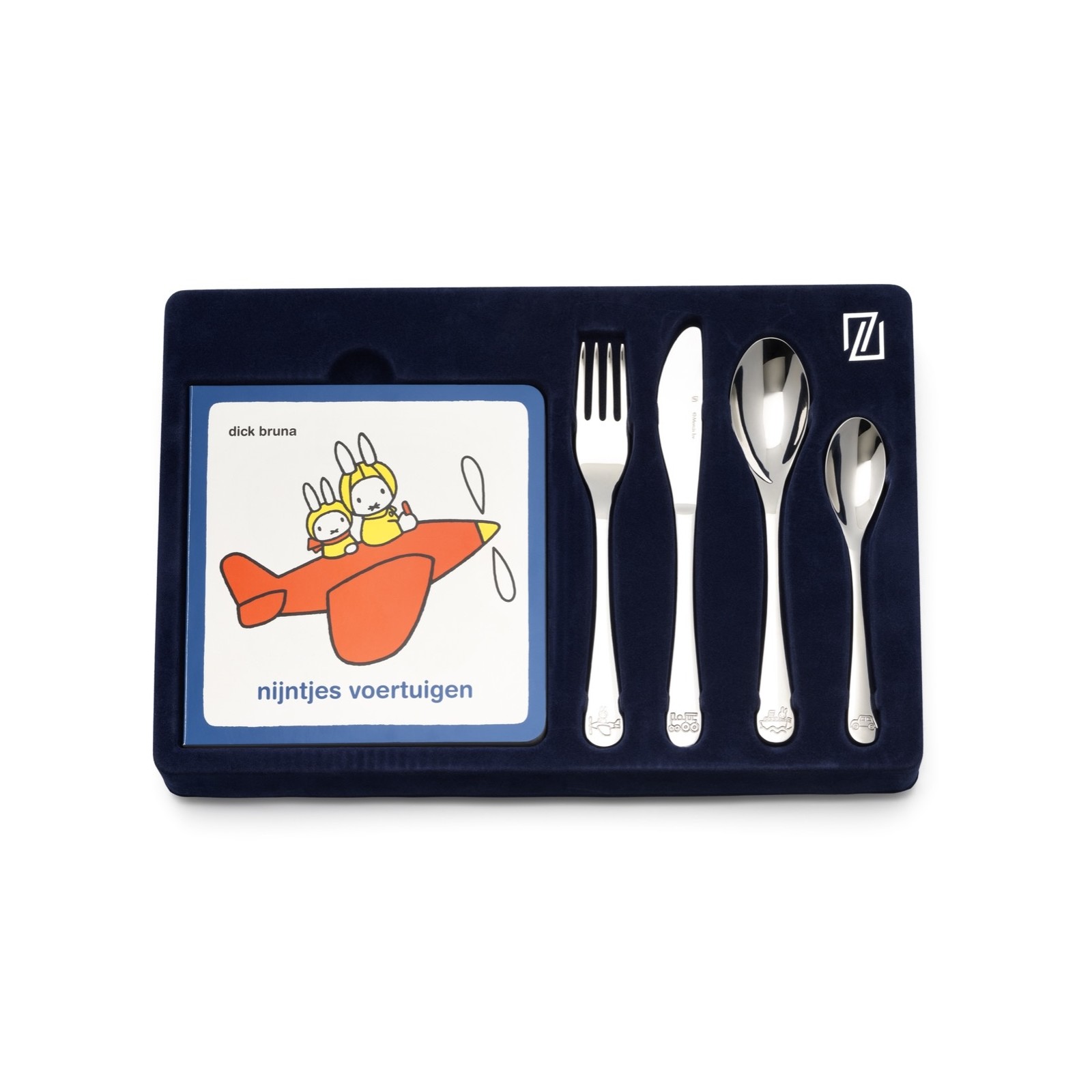 Children's cutlery miffy vehicles, 4 pieces, stainless steel, with board book