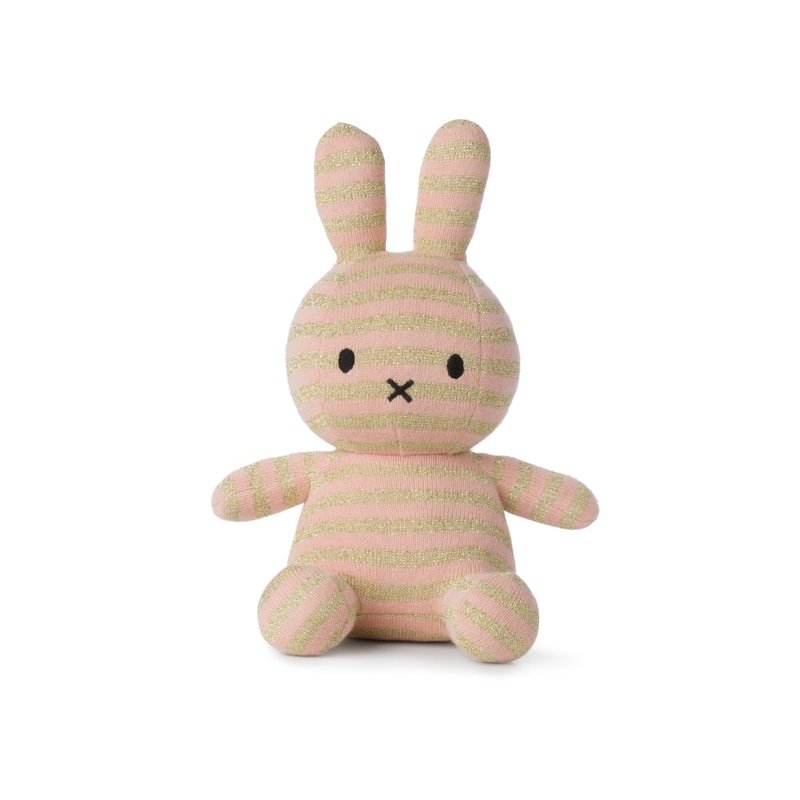 Miffy Sitting Organic Cotton Sparkle Stripe Pink 23cm 9''