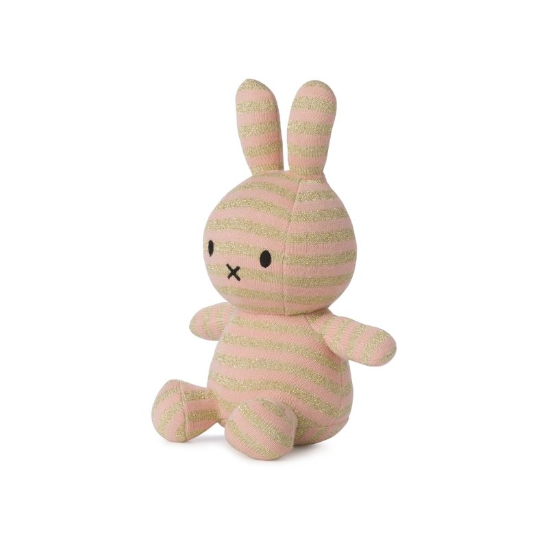 Miffy Sitting Organic Cotton Sparkle Stripe Pink 23cm 9''