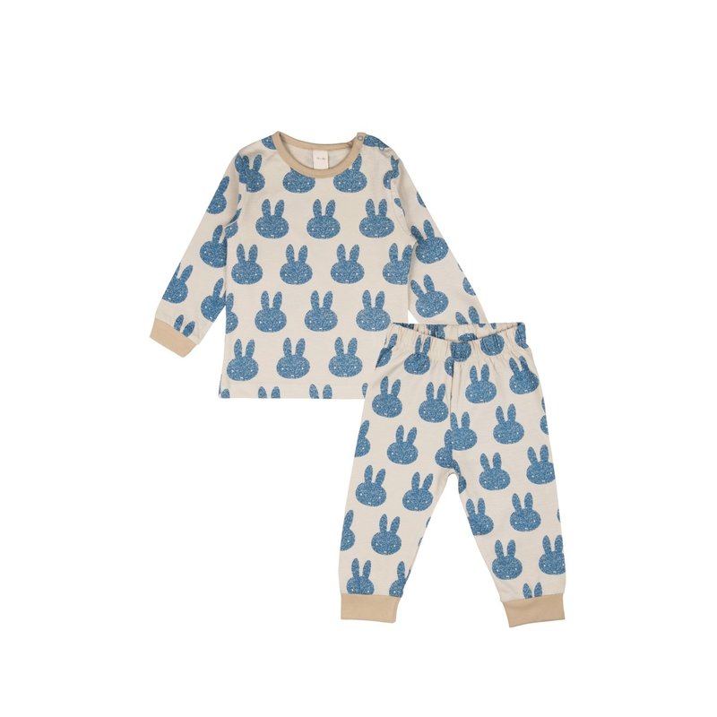 Pyjama allover jeansblue-sand size 74/80 (6-12 months)