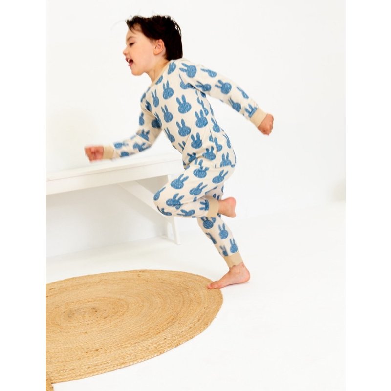 Pyjama allover jeansblue-sand size 74/80 (6-12 months)