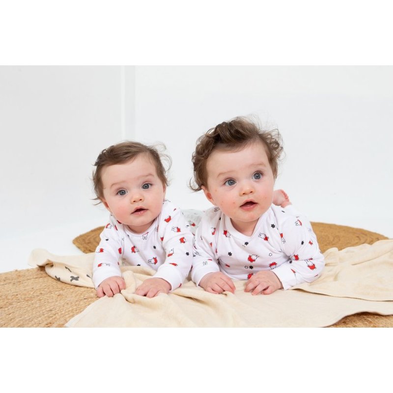 Pyjama allover white-red size 50/56 (0-2 months)