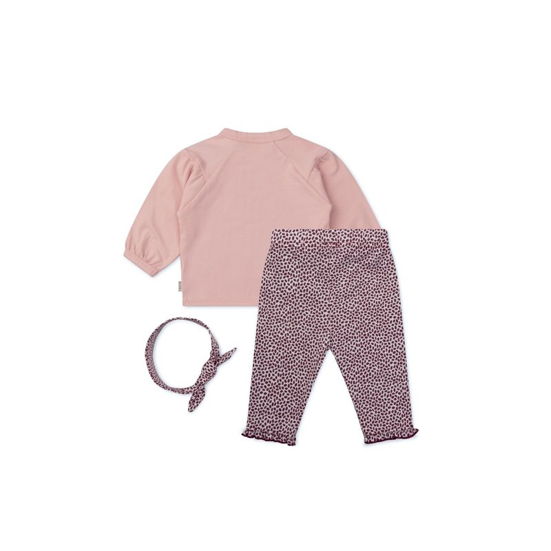 Set shirtje, broekje en haarband roze 62-68