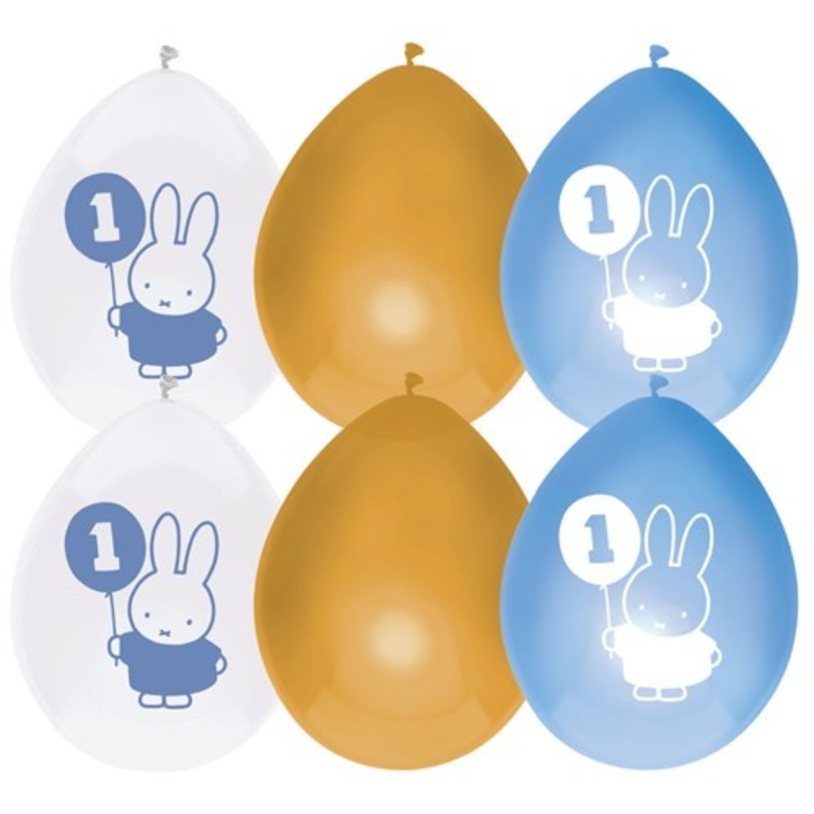 Balloons miffy first birthday blue 6 pieces