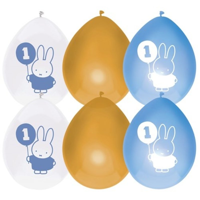 Balloons miffy first birthday blue 6 pieces