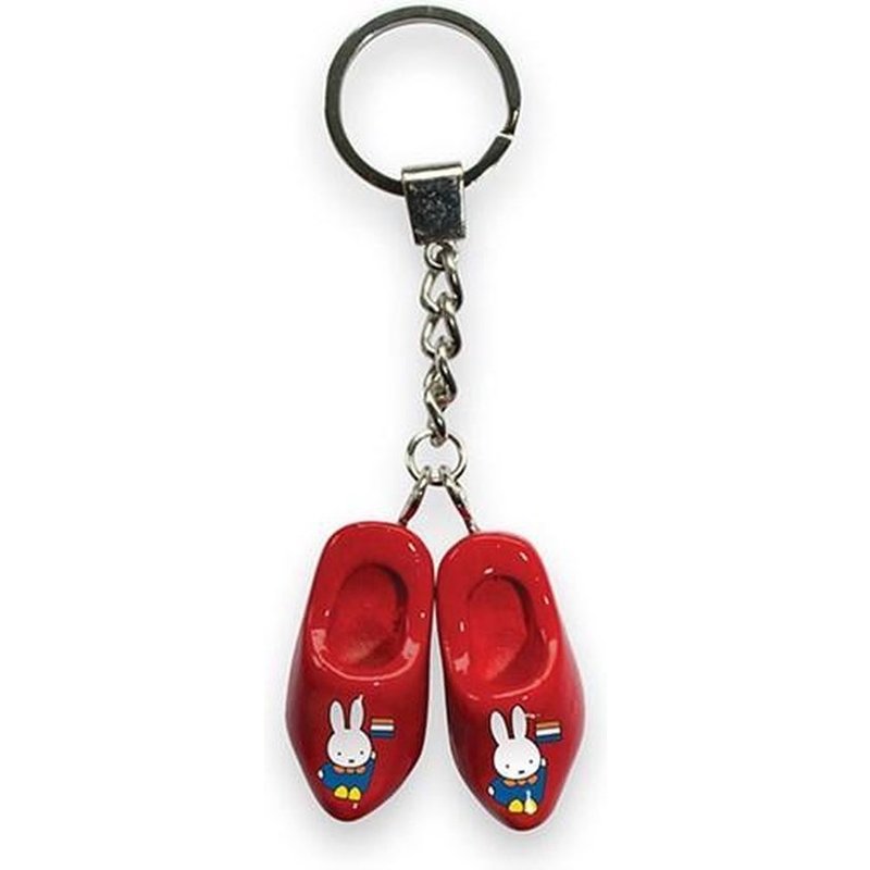 Schlüsselanhänger Miffy Bauernkittel Rot 2 Holzschuhe 4 cm
