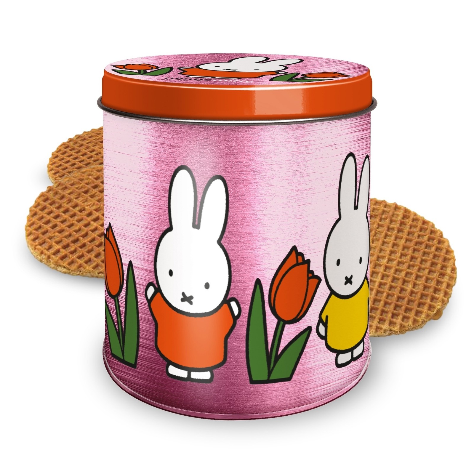 Storage tin Miffy tulips pink with stroopwafels