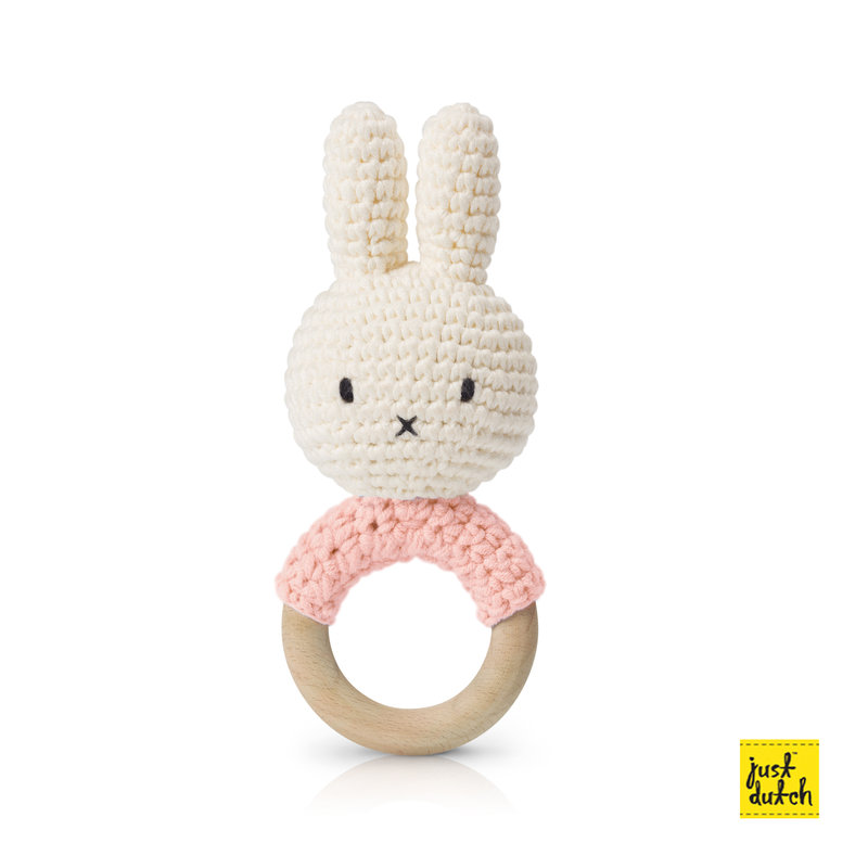 Miffy handmade teether/rattle, pastel pink
