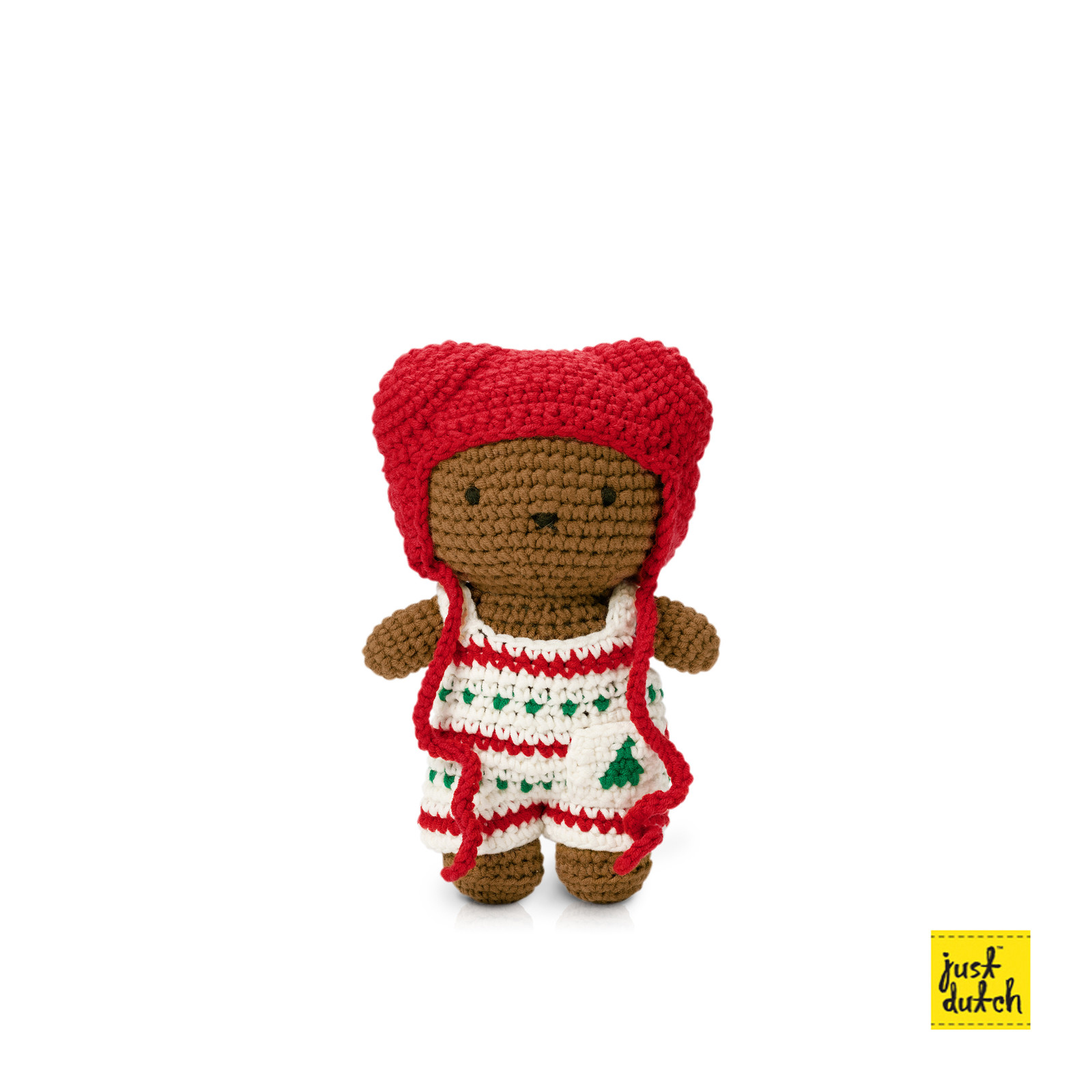 boris handmade and his christmas overall + red beanie