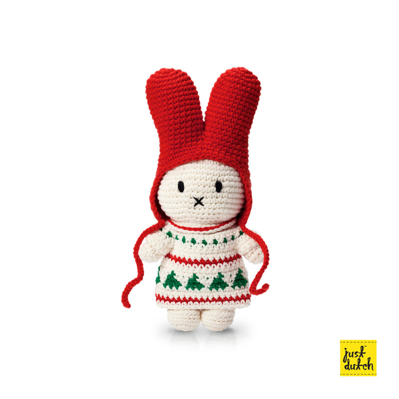 miffy handmade and her christmas dress + red beanie