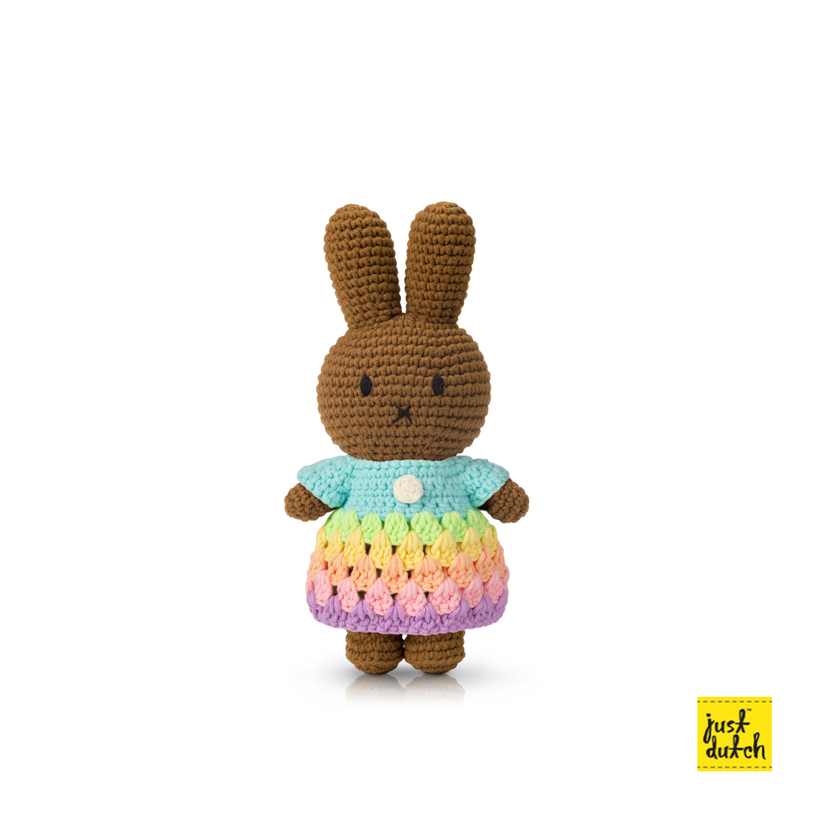 JUDPROMO Melanie handmade and her pastel rainbow dress