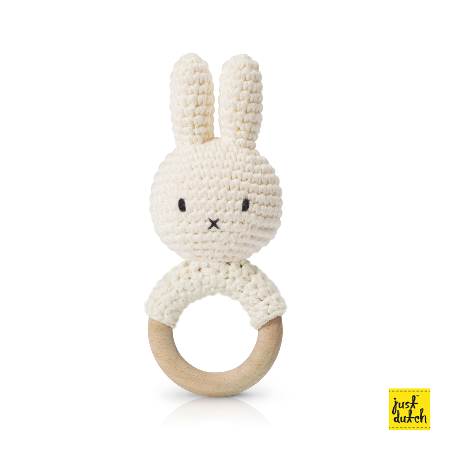 Miffy handmade teether/rattle, white