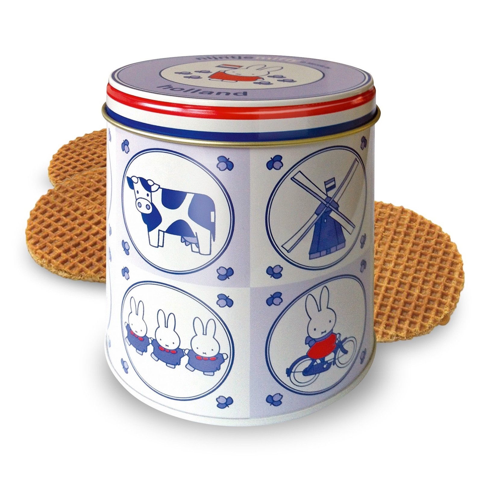 Storage tin Miffy souvenir blue with stroopwafels