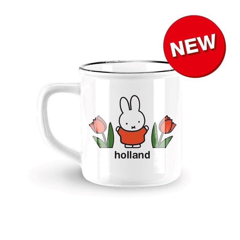 Ceramic mug retro miffy tulips holland red